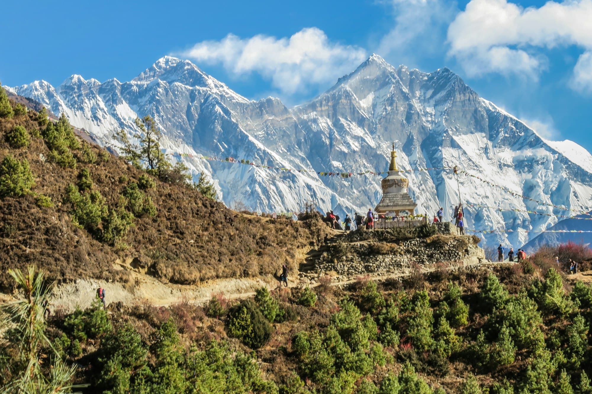 Snow-capped Himalayan peaks of eastern Nepal at sunrise